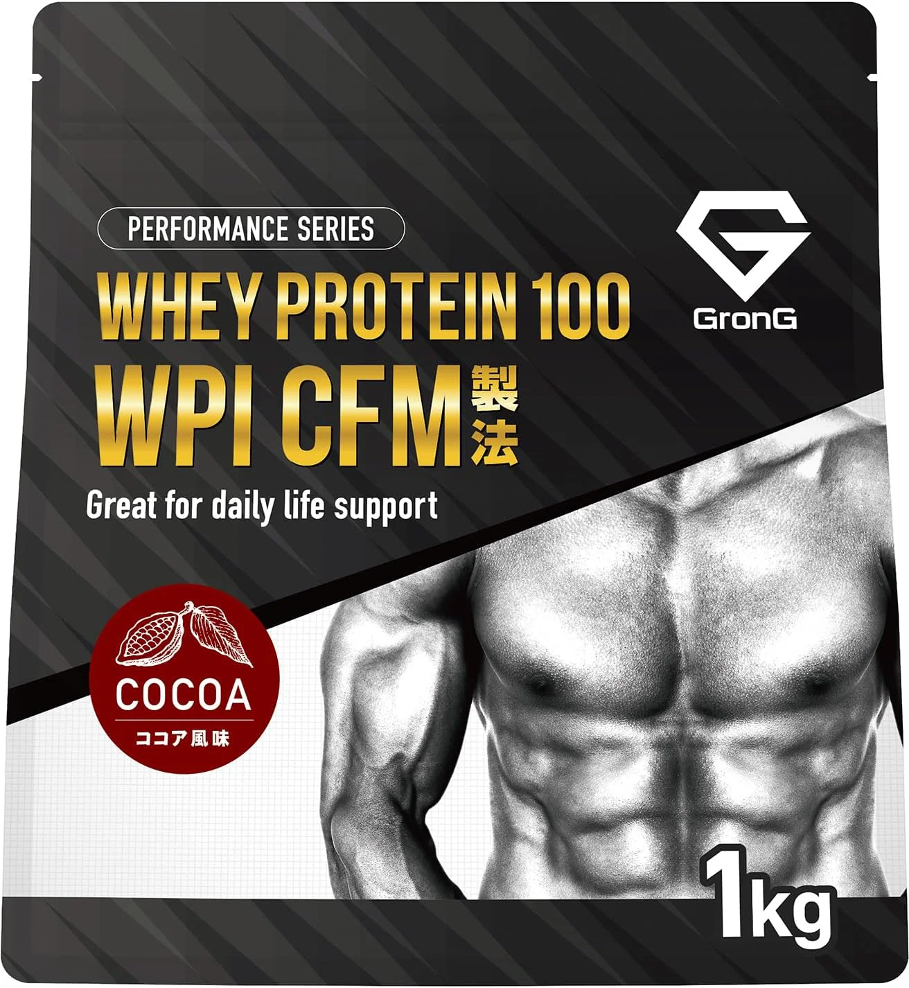 GronG ホエイプロテイン100 WPI CFM製法 パフォーマンス1kg